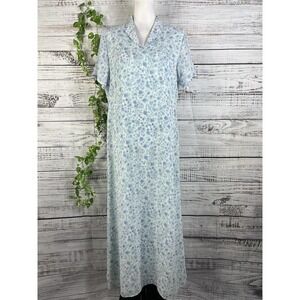Freeport Studio Dress size Medium Long Max Blue Floral Sheer Cottage Core Granny